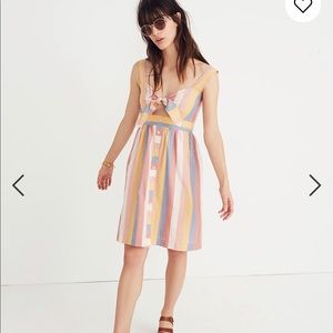 Madewell Tie-Front Cutout Dress in Sherbet Stripe